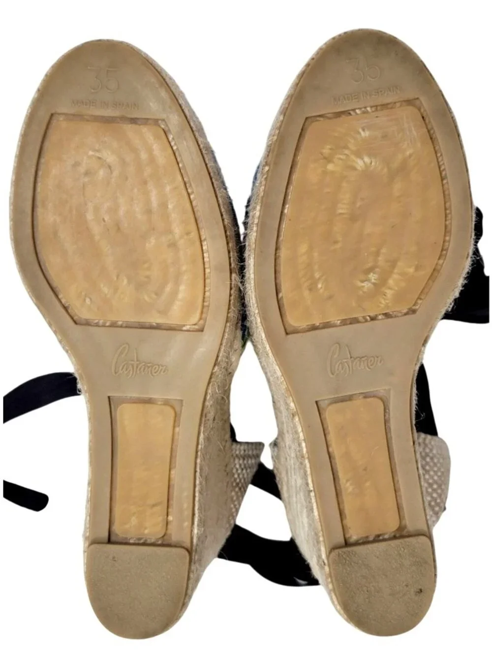 Castaner Womens Espadrille Wedges Blue Gingham Print Lace-Up Size 35